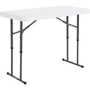 Global Equipment Lifetime® Adjustable Height Plastic Folding Table, 24" x 48", White 80160